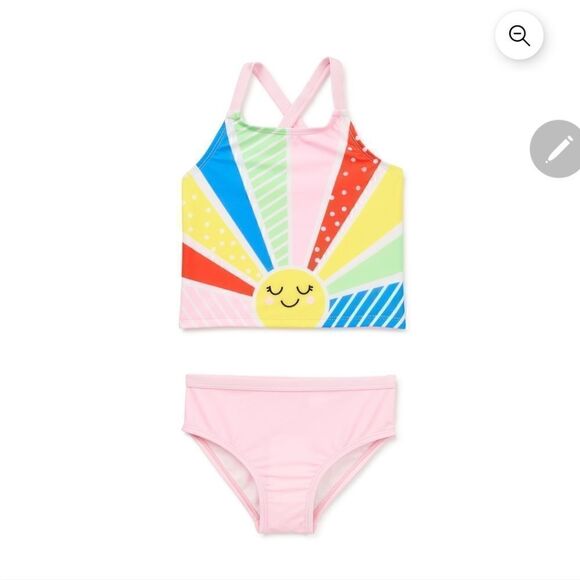 Wonder Nation Toddler Girl Sunshine SwimTankini Set, 2-Piece, Size 12M - Picture 1 of 6